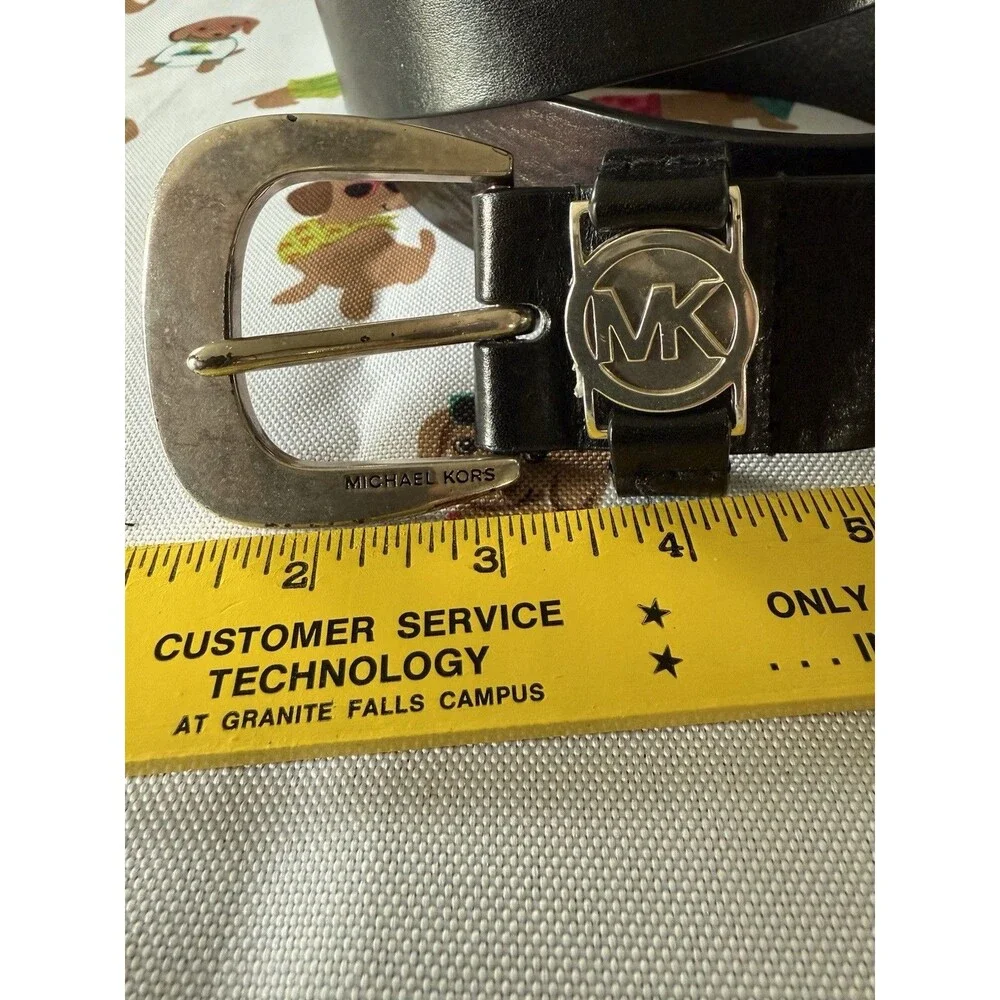 Michael Kors Vintage Black Pebbled Leather Belt XL (38-42) large LOGO